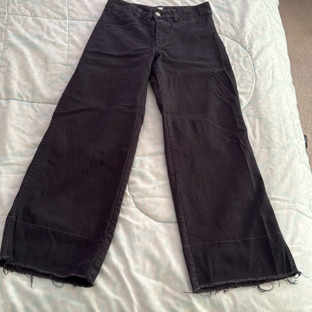 GAP Black Distressed Wide Leg Jeans